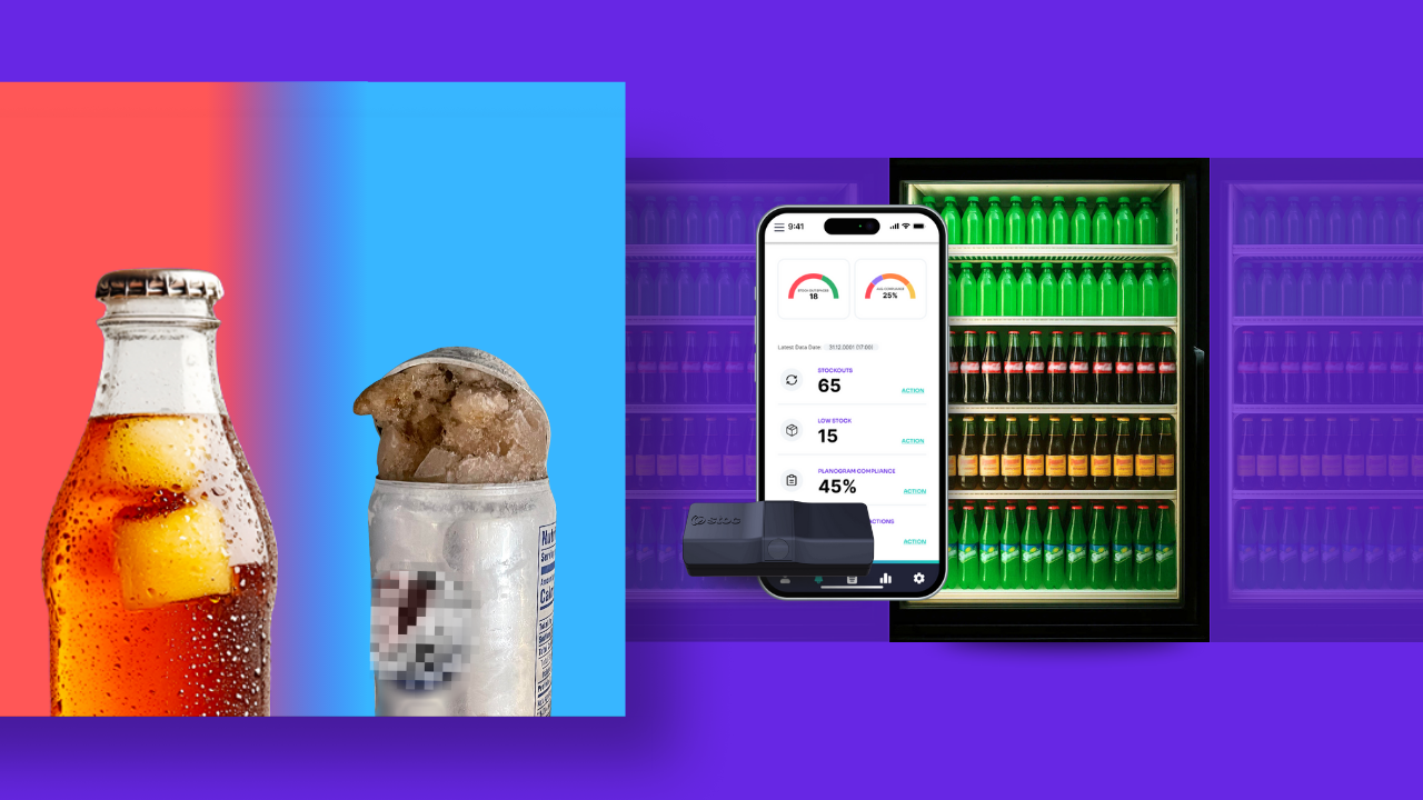 Comparison of beverages that are too warm or too cold next to a perfectly chilled cooler monitored by Stoc’s smart sensor and mobile dashboard ensuring ideal temperature and freshness.