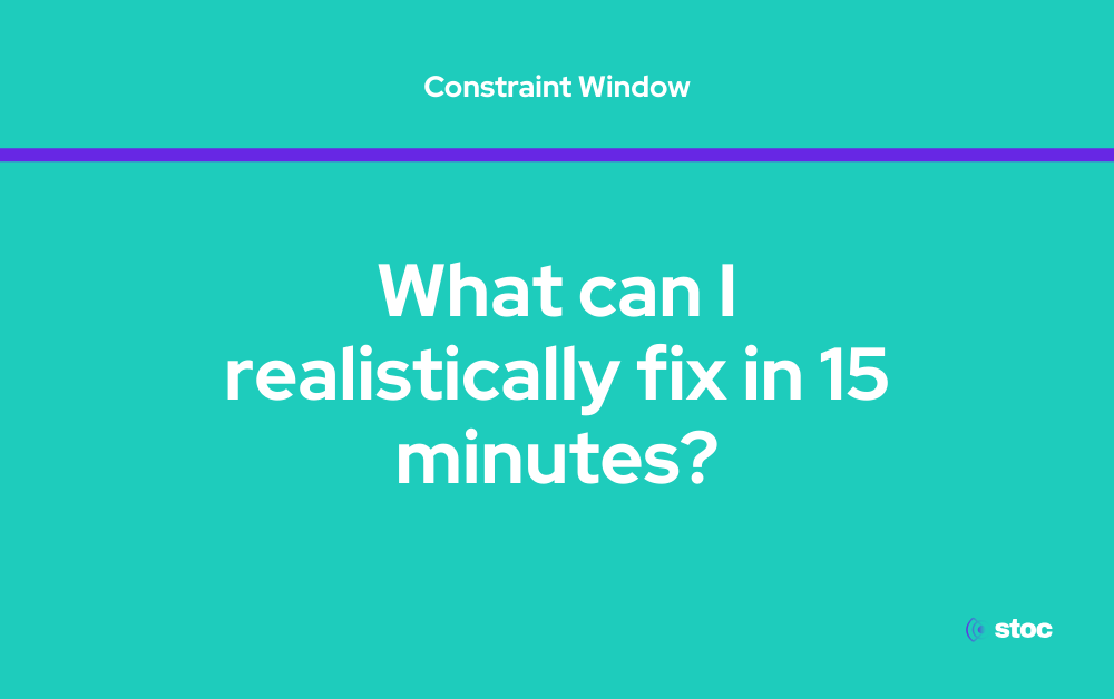 Graphic depicting the Constraint Window phase of stadium fan experience optimization during the limited halftime adjustment period.