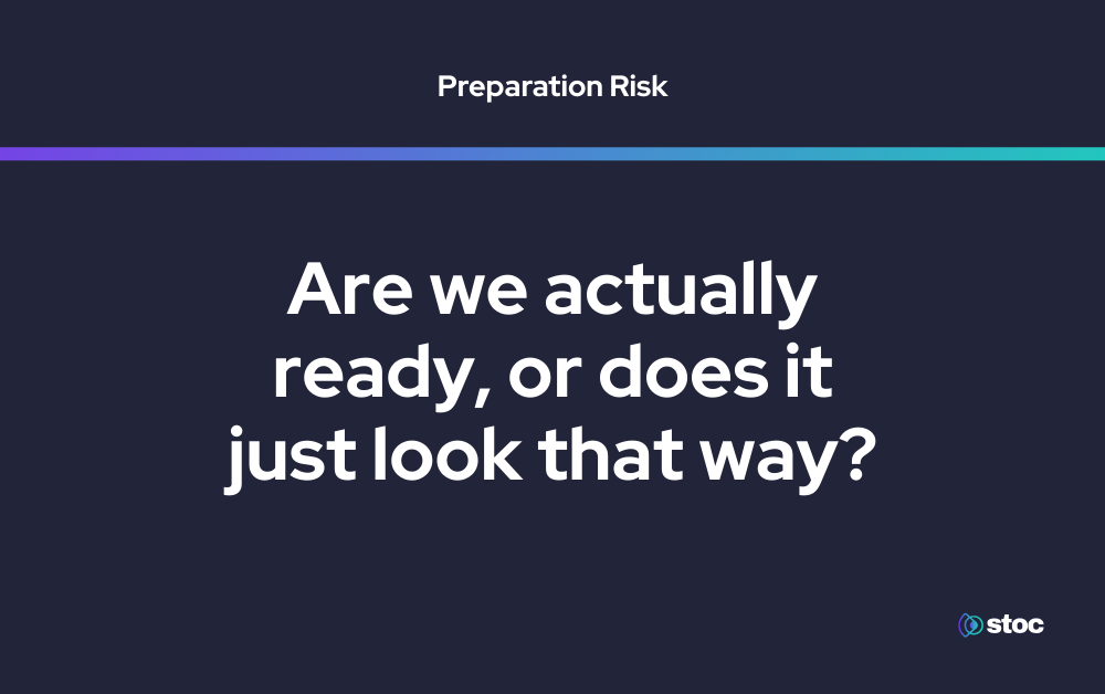 Graphic highlighting the Preparation Risk phase of stadium fan experience optimization, asking if the operation is truly ready before gates open.